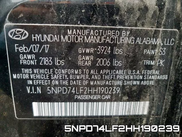 5NPD74LF2HH190239 фото 2