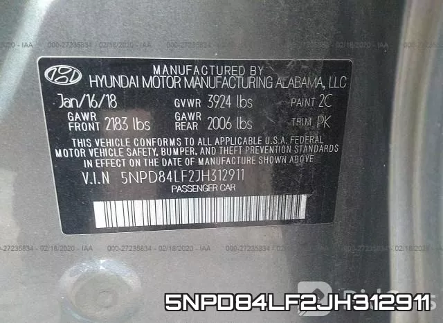 5NPD84LF2JH312911 фото 10