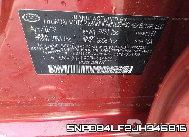 5NPD84LF2JH346816 фото 10
