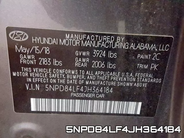 5NPD84LF4JH364184 фото 2