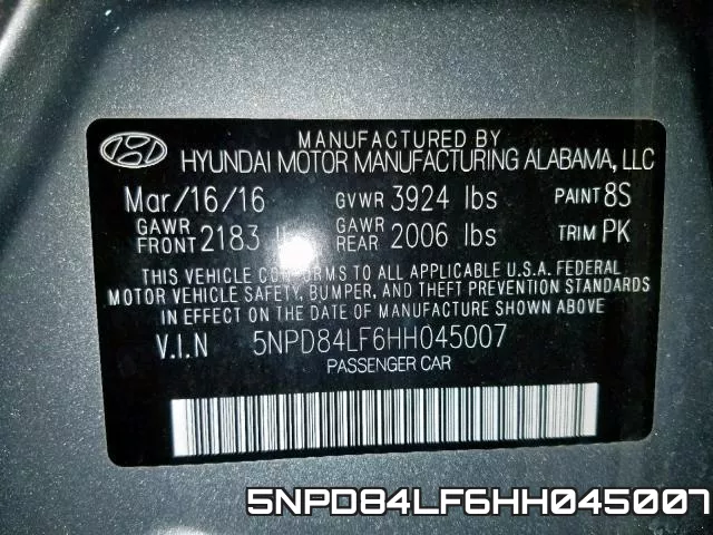 5NPD84LF6HH045007 фото 2