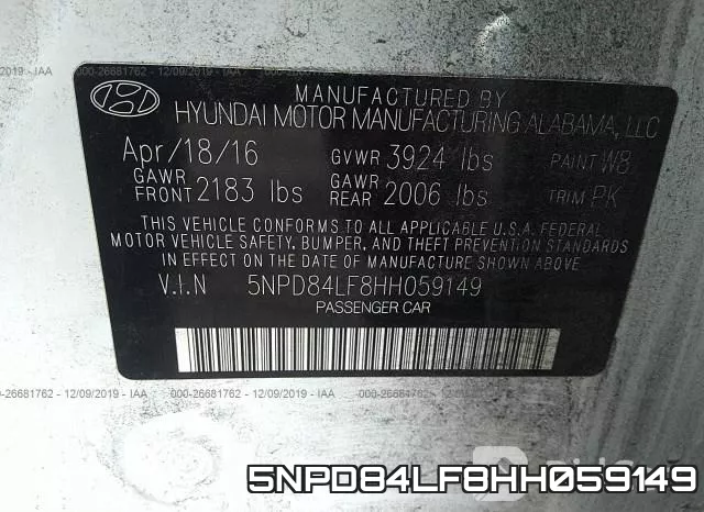 5NPD84LF8HH059149 фото 10