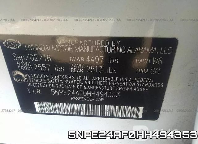 5NPE24AF0HH494353 фото 10