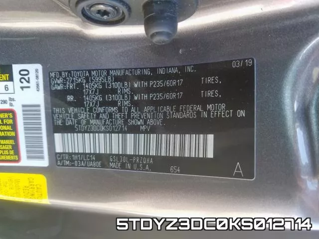 5TDYZ3DC0KS012714 фото 2