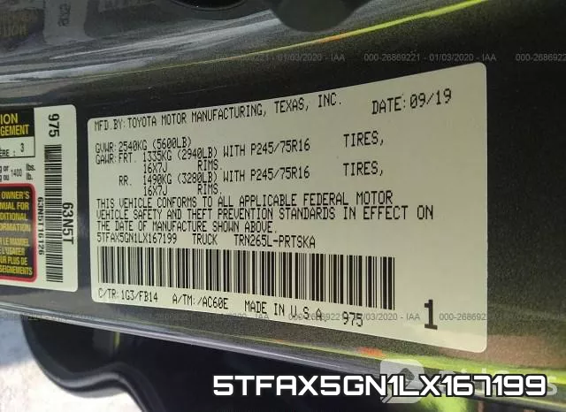 5TFAX5GN1LX167199 фото 10