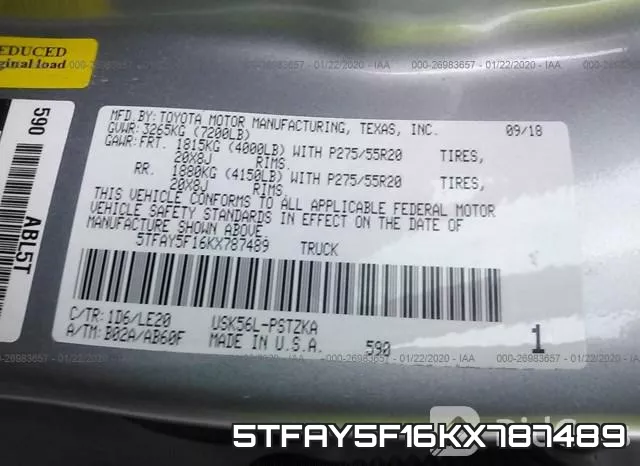 5TFAY5F16KX787489 фото 10