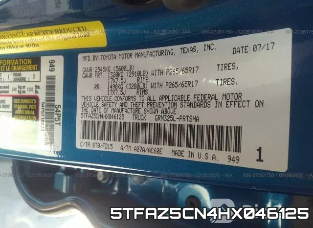 5TFAZ5CN4HX046125 фото 10