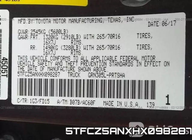 5TFCZ5ANXHX098287 фото 10