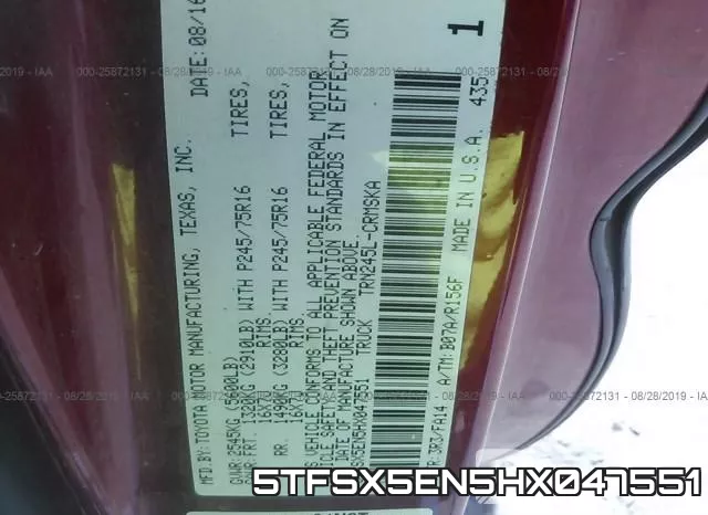 5TFSX5EN5HX047551 фото 10