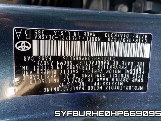 5YFBURHE0HP669095 фото 2