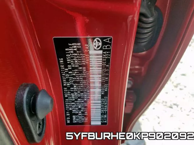 5YFBURHE0KP902092 фото 2