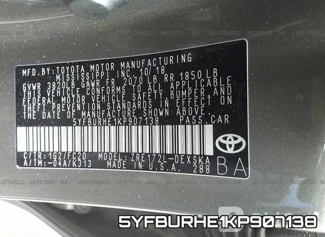 5YFBURHE1KP907138 фото 10