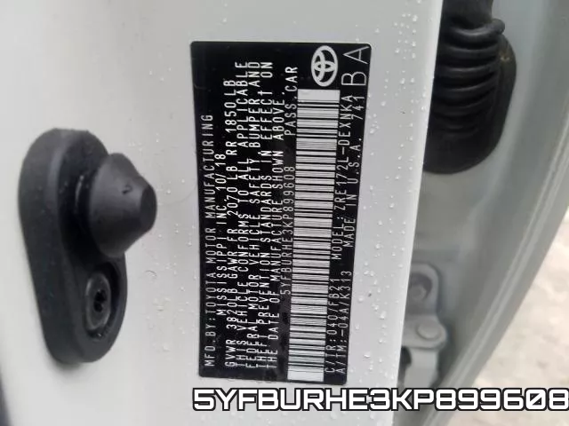5YFBURHE3KP899608 фото 2