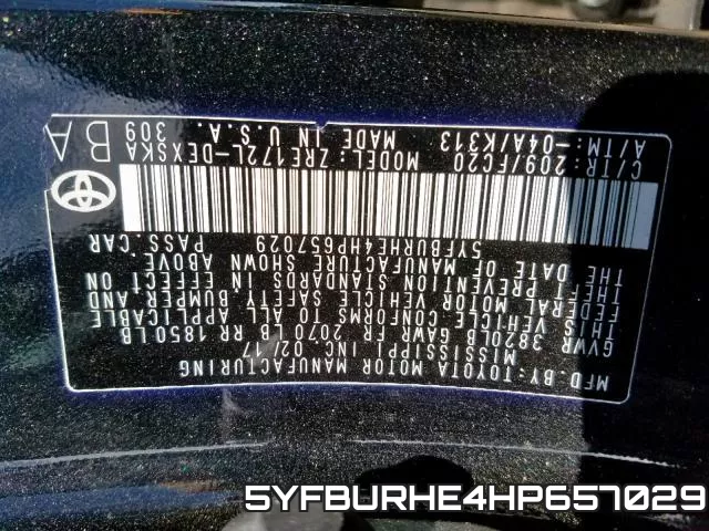 5YFBURHE4HP657029 фото 2