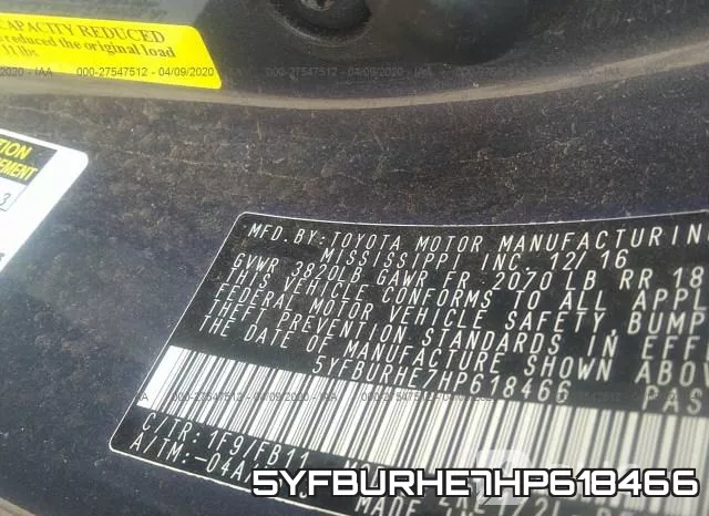 5YFBURHE7HP618466 фото 10