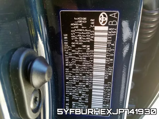 5YFBURHEXJP741930 фото 2