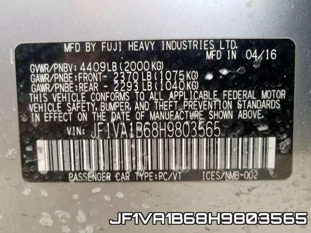 JF1VA1B68H9803565 фото 2