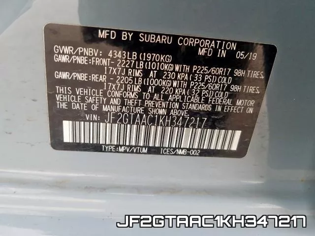 JF2GTAAC1KH347217 фото 2