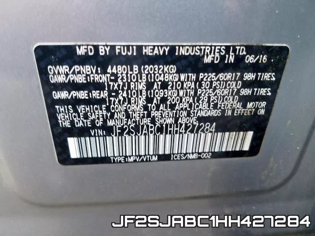 JF2SJABC1HH427284 фото 2