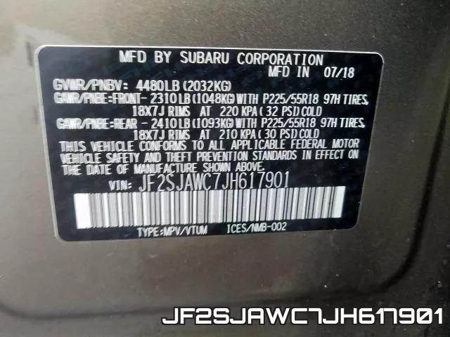 JF2SJAWC7JH617901 фото 2