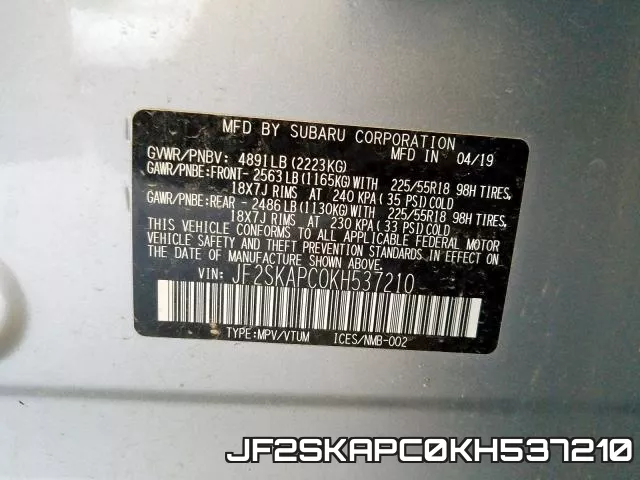 JF2SKAPC0KH537210 фото 2