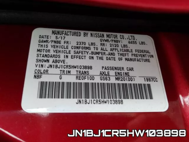 JN1BJ1CR5HW103898 фото 2