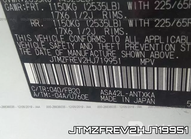 JTMZFREV2HJ719951 фото 10