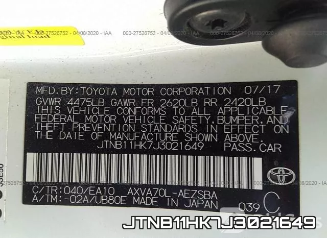 JTNB11HK7J3021649 фото 10