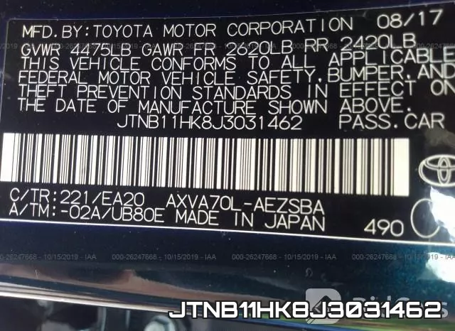 JTNB11HK8J3031462 фото 10