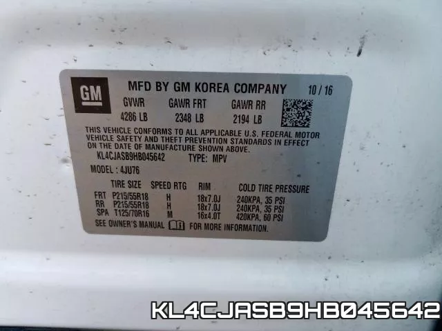 KL4CJASB9HB045642 фото 2