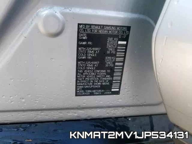 KNMAT2MV1JP534131 фото 2