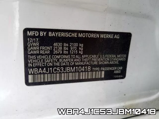 WBA4J1C53JBM10418 фото 2