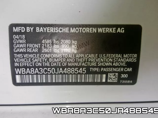 WBA8A3C50JA488545 фото 2