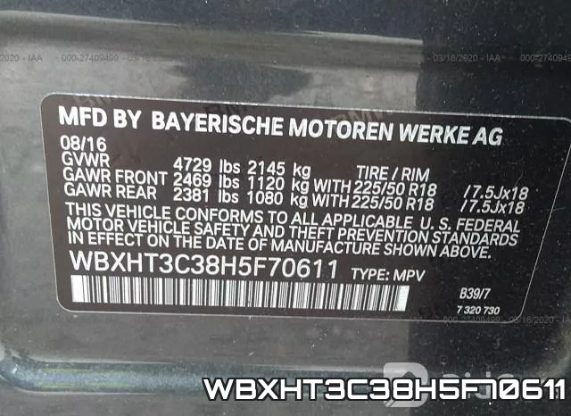 WBXHT3C38H5F70611 фото 10