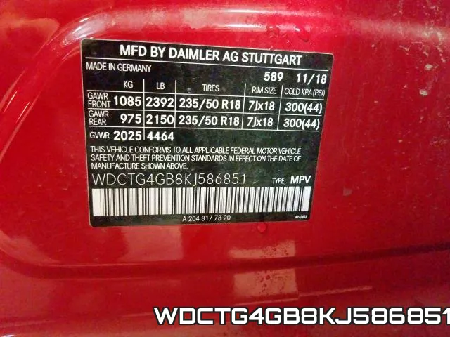 WDCTG4GB8KJ586851 фото 2