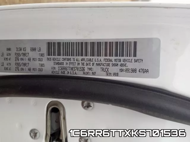1C6RR6TTXKS701536 фото 2