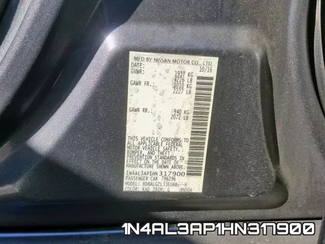 1N4AL3AP1HN317900 фото 2