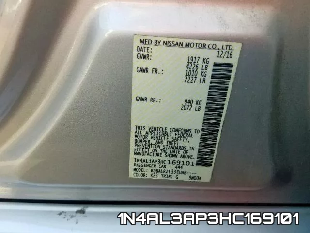 1N4AL3AP3HC169101 фото 2