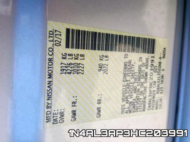 1N4AL3AP3HC203991 фото 2