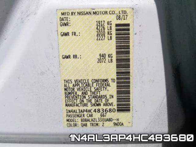 1N4AL3AP4HC483680 фото 2
