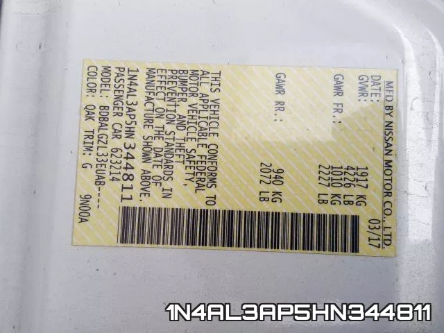 1N4AL3AP5HN344811 фото 2