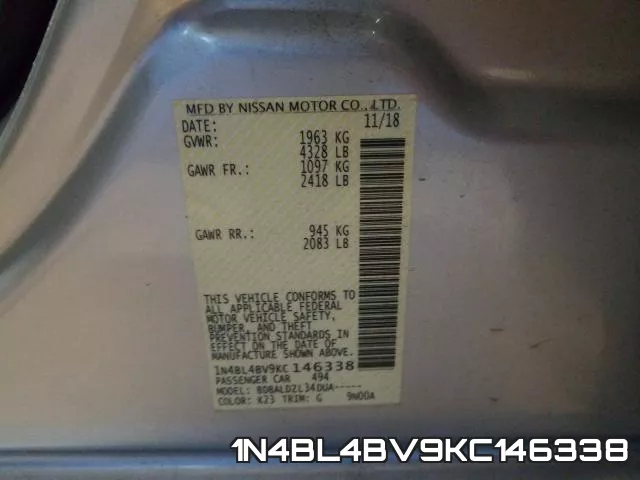 1N4BL4BV9KC146338 фото 2