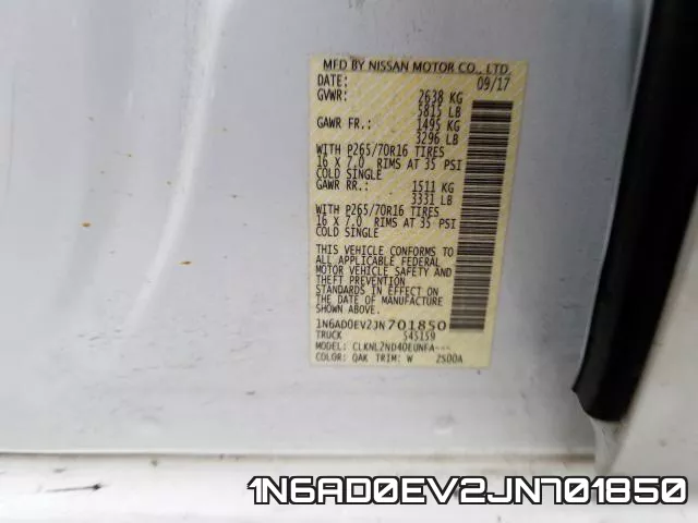 1N6AD0EV2JN701850 фото 2