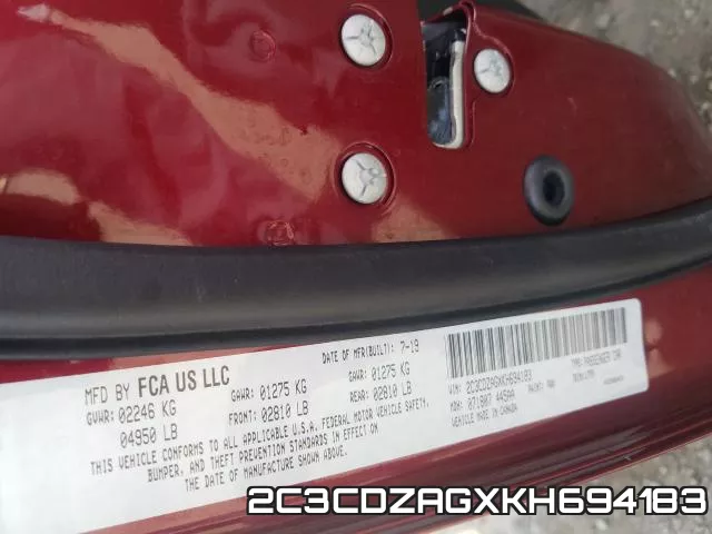 2C3CDZAGXKH694183 фото 2