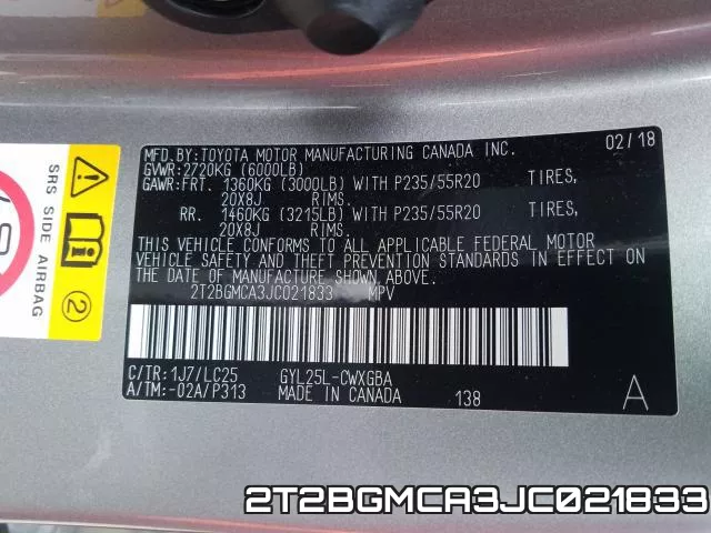 2T2BGMCA3JC021833 фото 2