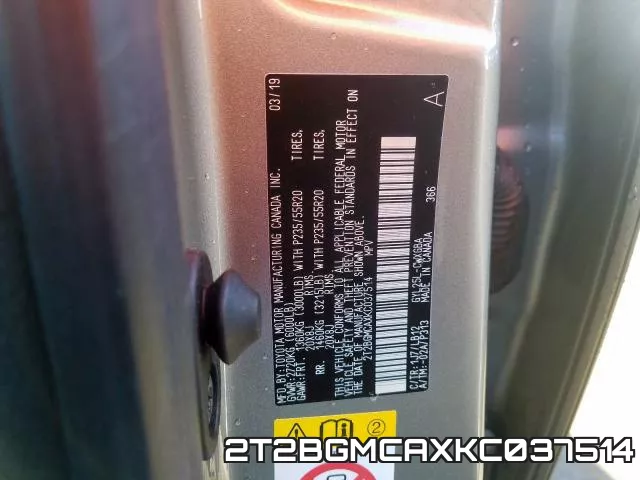 2T2BGMCAXKC037514 фото 2