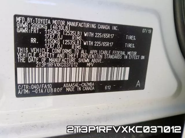 2T3P1RFVXKC037012 фото 2