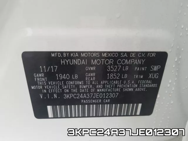 3KPC24A37JE012307 фото 2