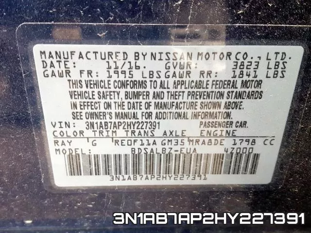 3N1AB7AP2HY227391 фото 2