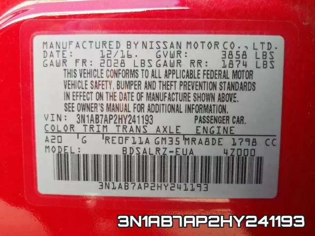 3N1AB7AP2HY241193 фото 2